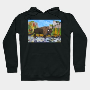 The bison in Yosemite National Park and Capitan Mountain Hoodie